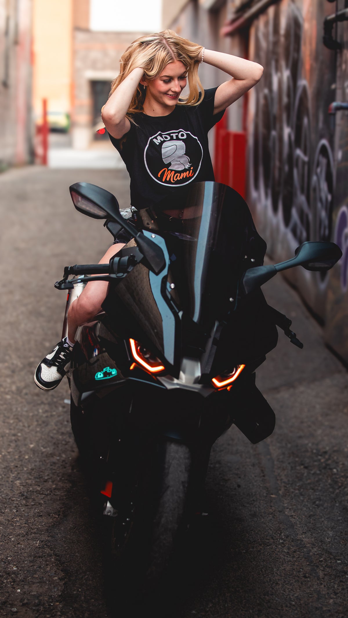 Moto Miami "Helmet Girl" Crop Tee